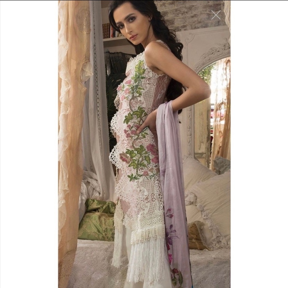 Pakistani Designer Sobia Nazir Lace Embroidered Floral Women's Dress